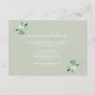 Chic Script Eucalyptus Foliage Wedding Information Enclosure Card