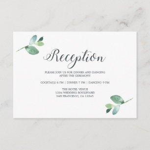 Chic Script Eucalyptus Foliage Wedding Reception Enclosure Card