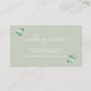 Chic Script Eucalyptus Foliage Wedding Website Enclosure Card