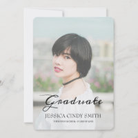 Chic Script Faux Vellum Effect Photo Graduation