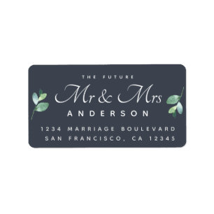 Chic Script Foliage Future Mr Mrs Wedding Address Label