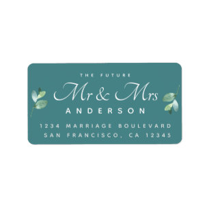 Chic Script Foliage Future Mr Mrs Wedding Address Label