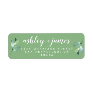 Chic Script Foliage Green Return Address
