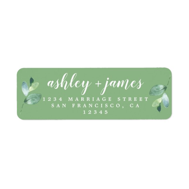 Chic Script Foliage Green Return Address (Front)