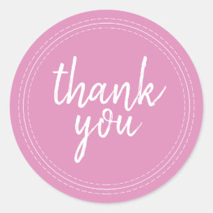 Chic Script Fuchsia Pink Thank You Gift Classic Round Sticker