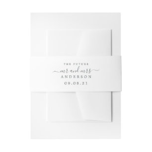 Chic Script Future Mr Mrs Black White Wedding Invitation Belly Band