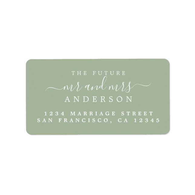 Chic Script Future Mr Mrs Green Return Address Label (Front)