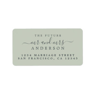 Chic Script Future Mr Mrs Green Wedding Address Label