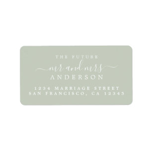 Chic Script Future Mr Mrs Green Wedding Address Label