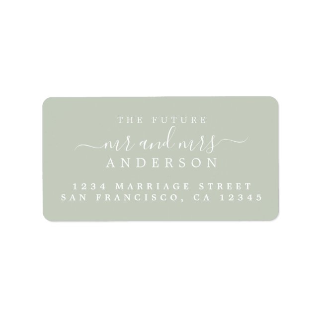 Chic Script Future Mr Mrs Green Wedding Address Label (Front)