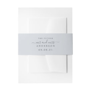 Chic Script Future Mr Mrs Ice Blue Wedding Invitation Belly Band