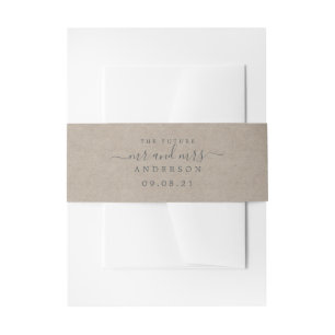Chic Script Future Mr Mrs Kraft Paper Wedding Invitation Belly Band