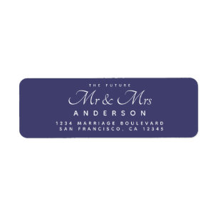 Chic Script Future Mr Mrs Navy Blue Return Address