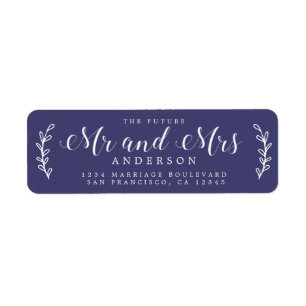 Chic Script Future Mr Mrs Navy Blue Return Address