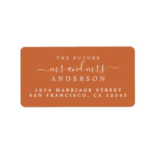Chic Script Future Mr Mrs Orange Return Address Label