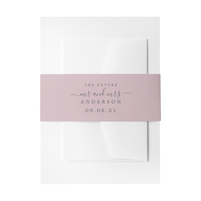 Chic Script Future Mr Mrs Pastel Purple Wedding Invitation Belly Band (Front Example)