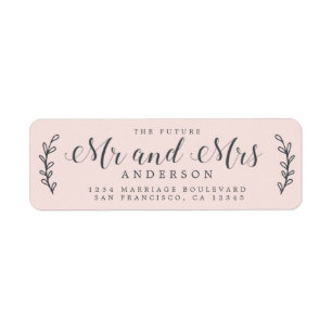 Chic Script Future Mr Mrs Pink Return Address