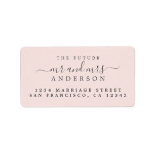 Chic Script Future Mr Mrs Pink Wedding  Address Label