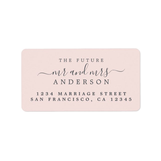 Chic Script Future Mr Mrs Pink Wedding  Address Label (Front)