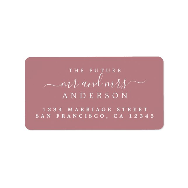 Chic Script Future Mr Mrs Purple Return Address Label (Front)