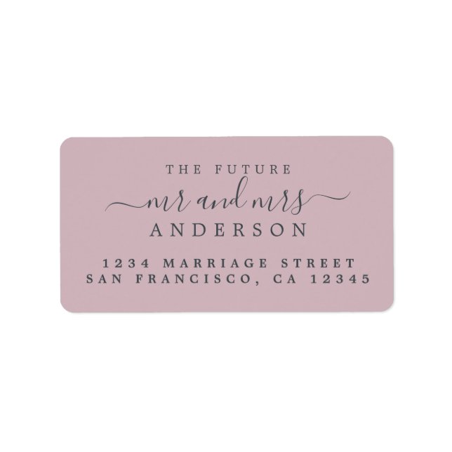 Chic Script Future Mr Mrs Purple Wedding Address Label (Front)