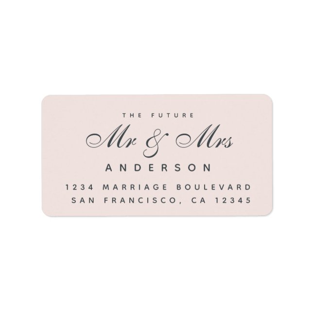 Chic Script Future Mr Mrs Wedding Address Label (Front)