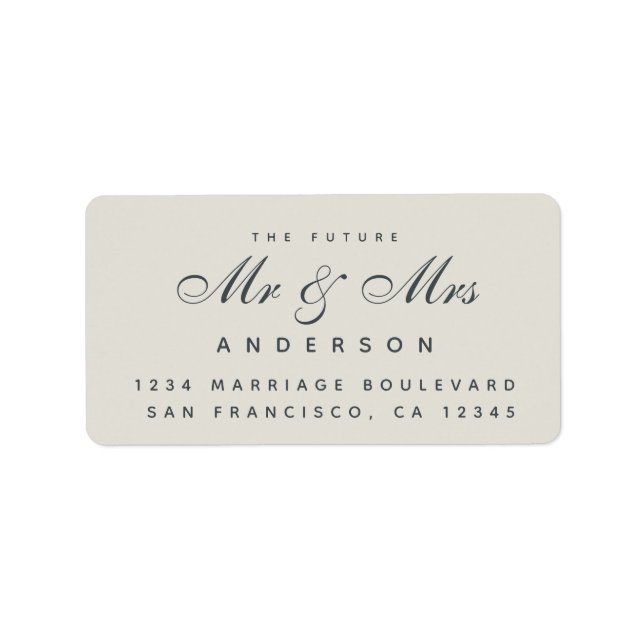 Chic Script Future Mr Mrs Wedding Address Label (Front)