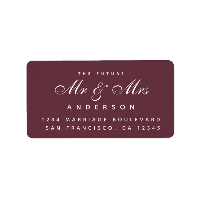 Chic Script Future Mr Mrs Wedding Address Label (Front)