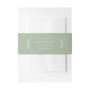Chic Script Future Mr Mrs Wedding Date Green Invitation Belly Band