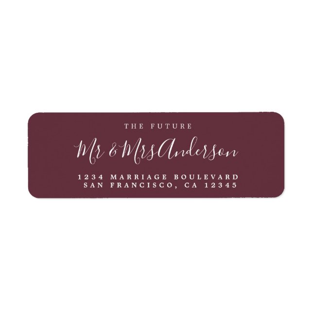 Chic Script Future Mr Mrs Wedding Return Address (Front)