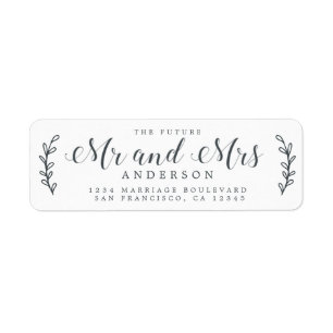 Chic Script Future Mr Mrs Wedding Return Address