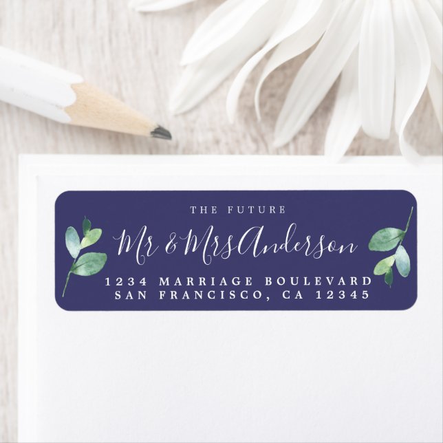 Chic Script Future Mr Mrs Wedding Return Address (Insitu)