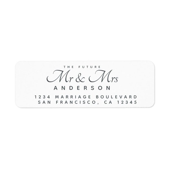 Chic Script Future Mr Mrs Wedding Return Address (Front)