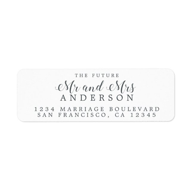 Chic Script Future Mr Mrs Wedding Return Address (Front)