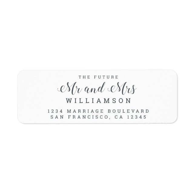 Chic Script Future Mr Mrs Wedding Return Address (Front)