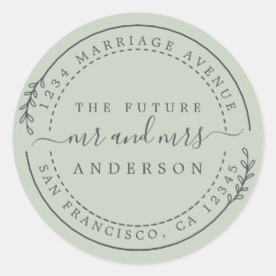 Chic Script Future Mr Mrs Wedding Return Address C Classic Round Sticker