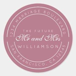 Chic Script Future Mr Mrs Wedding Return Address Classic Round Sticker