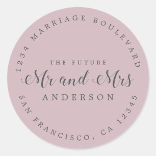 Chic Script Future Mr Mrs Wedding Return Address Classic Round Sticker