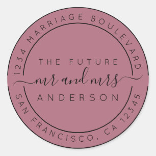Chic Script Future Mr Mrs Wedding Return Address Classic Round Sticker