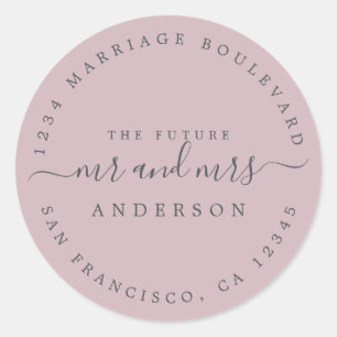 Chic Script Future Mr Mrs Wedding Return Address Classic Round Sticker