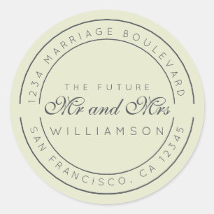 Chic Script Future Mr Mrs Wedding Return Address Classic Round Sticker