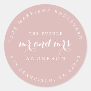 Chic Script Future Mr Mrs Wedding Return Address Classic Round Sticker