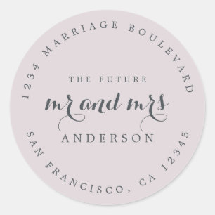 Chic Script Future Mr Mrs Wedding Return Address Classic Round Sticker