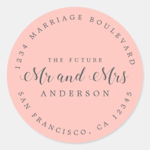 Chic Script Future Mr Mrs Wedding Return Address Classic Round Sticker