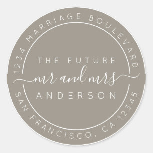 Chic Script Future Mr Mrs Wedding Return Address Classic Round Sticker