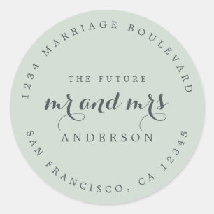 Chic Script Future Mr Mrs Wedding Return Address Classic Round Sticker