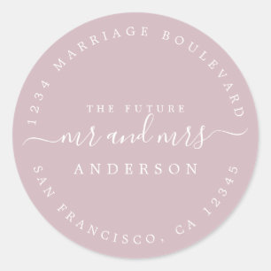 Chic Script Future Mr Mrs Wedding Return Address Classic Round Sticker