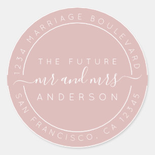 Chic Script Future Mr Mrs Wedding Return Address Classic Round Sticker