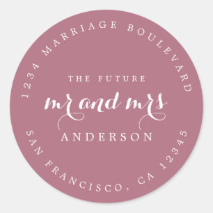 Chic Script Future Mr Mrs Wedding Return Address Classic Round Sticker