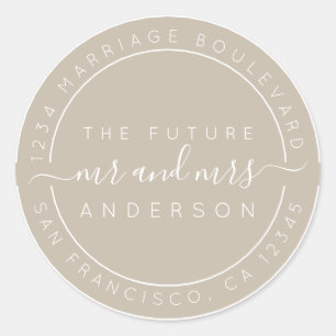 Chic Script Future Mr Mrs Wedding Return Address Classic Round Sticker